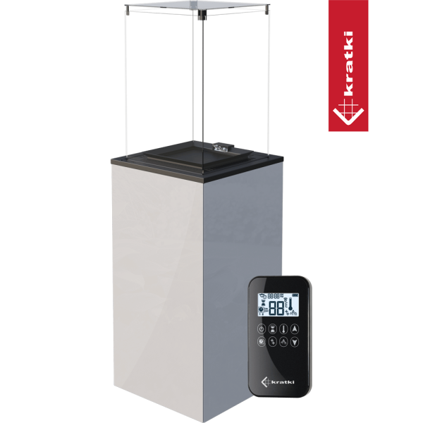 Ogrzewacz gazowy Patio Mini panel szklany biały sterowanie automatyczne 8,2 kW