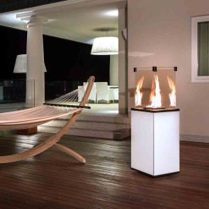 Ogrzewacz gazowy Patio Mini panel szklany biały sterowanie manualne 8,2 kW