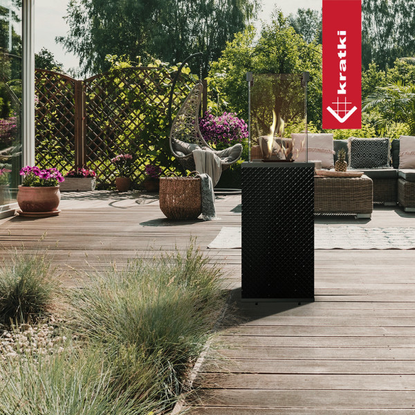 Ogrzewacz gazowy Patio Mini panel szklany czarny pikowany sterowanie manualne 8,2 kW