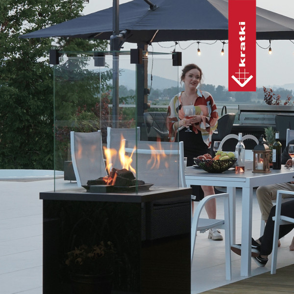 Ogrzewacz gazowy Patio Mini panel szklany czarny sterowanie manualne 8,2 kW