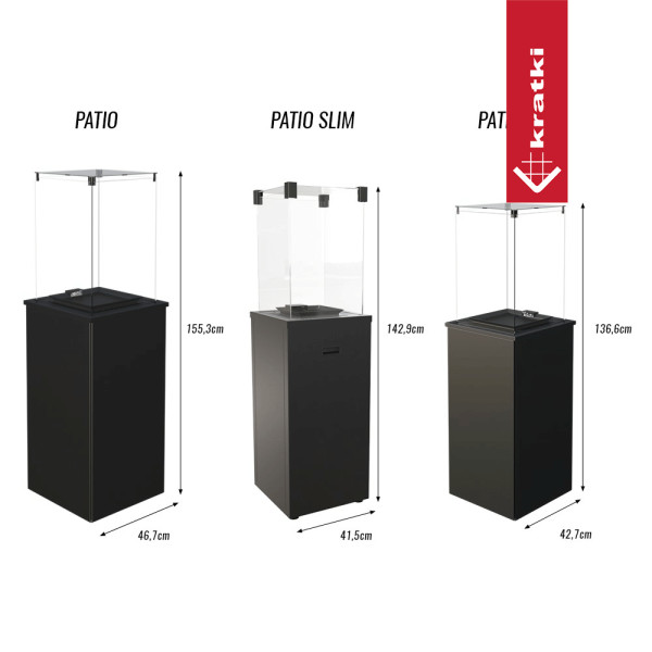 Ogrzewacz gazowy Patio Mini panel szklany biały sterowanie manualne 8,2 kW