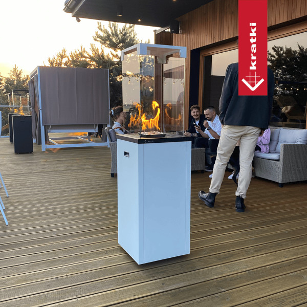 Ogrzewacz gazowy kominek ogrodowy na taras PATIO LIGHT biały
