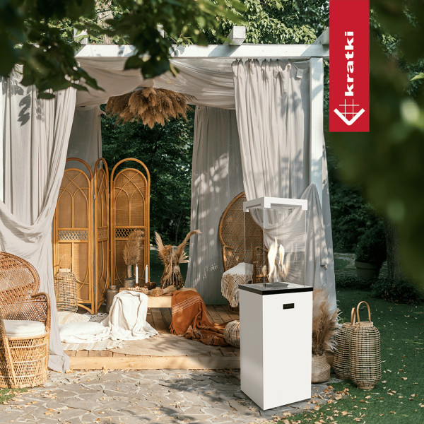 Ogrzewacz gazowy kominek ogrodowy na taras PATIO LIGHT biały