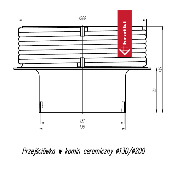 Przejście z redukcją z systemu rur fi 130/200