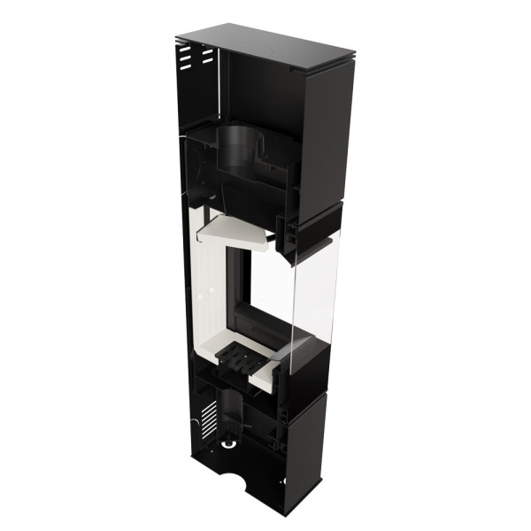 Piec stalowy KRATKI REN/L lewy Ø 150 7 kW z domykaniem