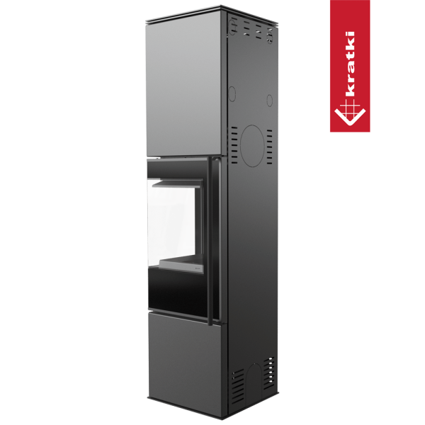Piec stalowy KRATKI REN/L lewy Ø 150 7 kW czarne wyłożenie