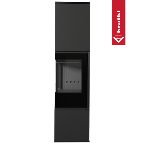 Piec stalowy KRATKI REN/L lewy Ø 150 7 kW czarne wyłożenie