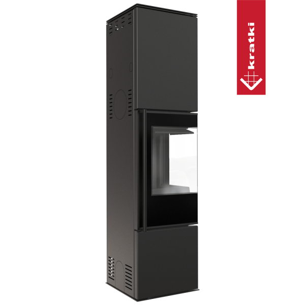 Piec stalowy KRATKI REN/L prawy Ø 150 7 kW czarne wyłożenie