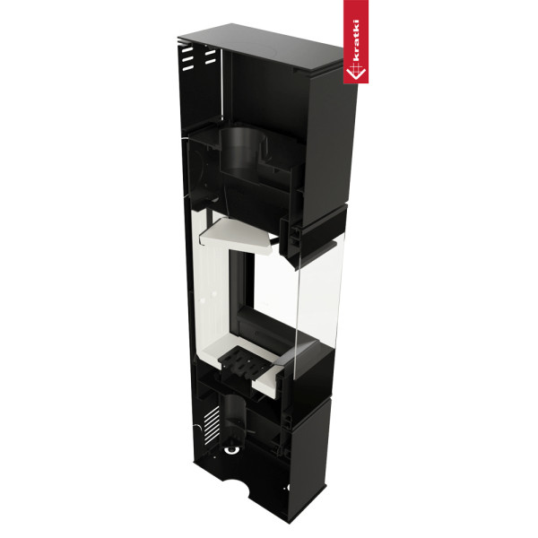 Piec stalowy KRATKI REN/M lewy Ø 150 7 kW z domykaniem