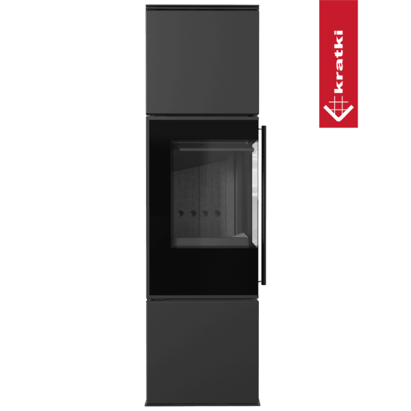Piec stalowy KRATKI REN/M lewy Ø 150 7 kW czarne wyłożenie z domykaniem