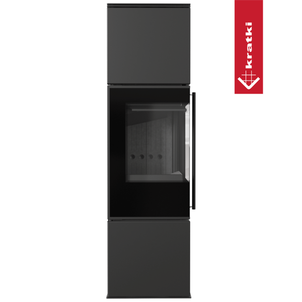 Piec stalowy KRATKI REN/M lewy Ø 150 7 kW czarne wyłożenie