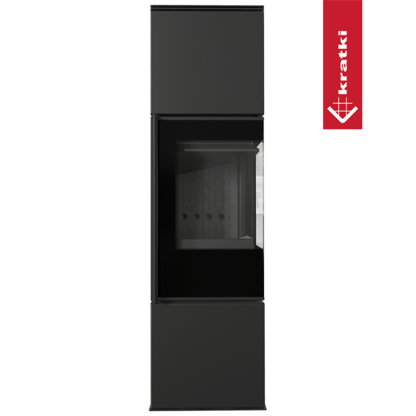 Piec stalowy KRATKI REN/M prawy Ø 150 7 kW czarne wyłożenie