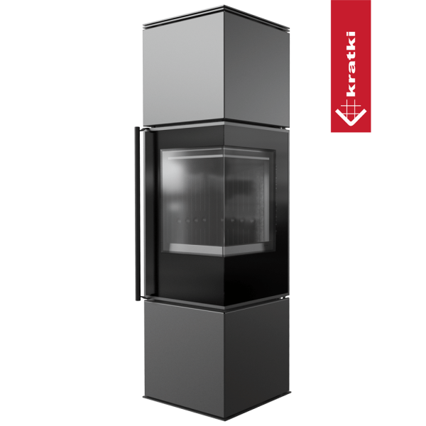 Piec stalowy KRATKI REN/M prawy Ø 150 7 kW czarne wyłożenie