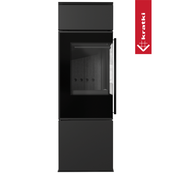 Piec stalowy KRATKI REN/S lewy Ø 150 7 kW czarne wyłożenie z domykaniem