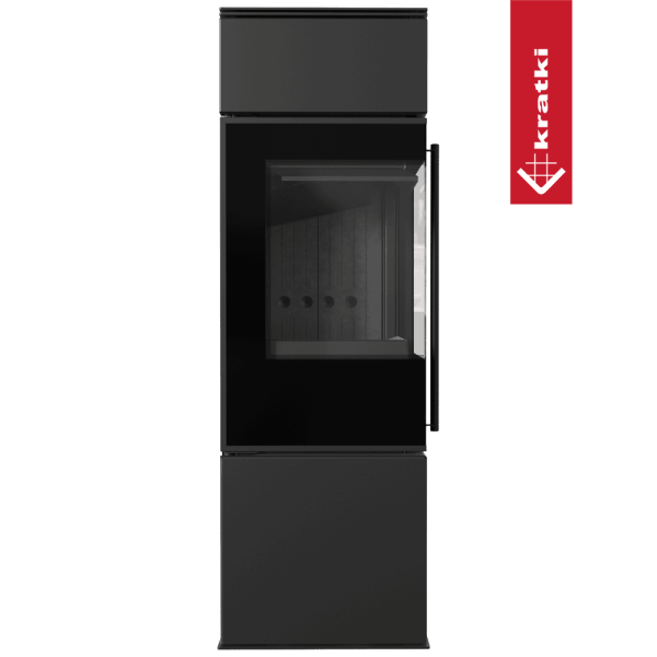 Piec stalowy KRATKI REN/S lewy Ø 150 7 kW czarne wyłożenie