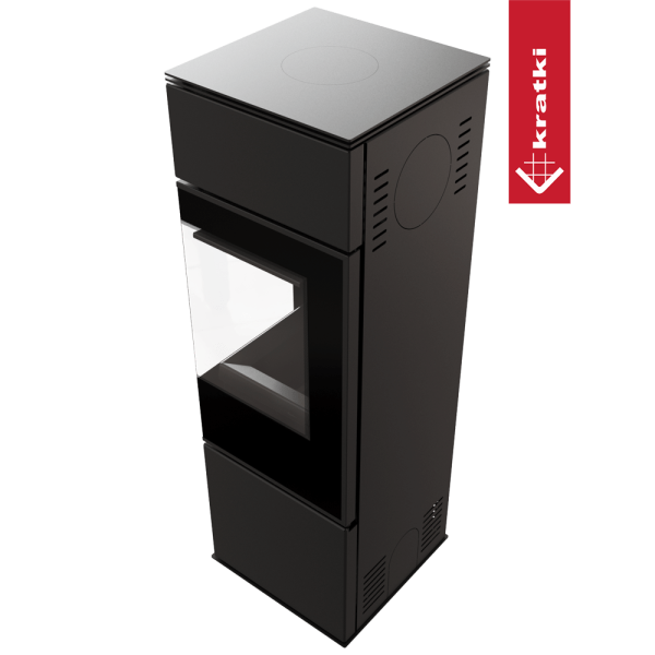 Piec stalowy KRATKI REN/S prawy Ø 150 7 kW czarne wyłożenie