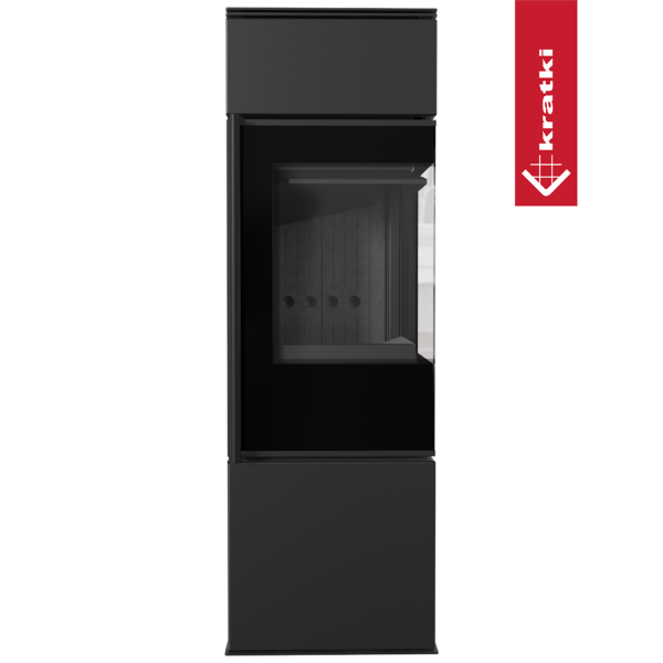 Piec stalowy KRATKI REN/S prawy Ø 150 7 kW czarne wyłożenie