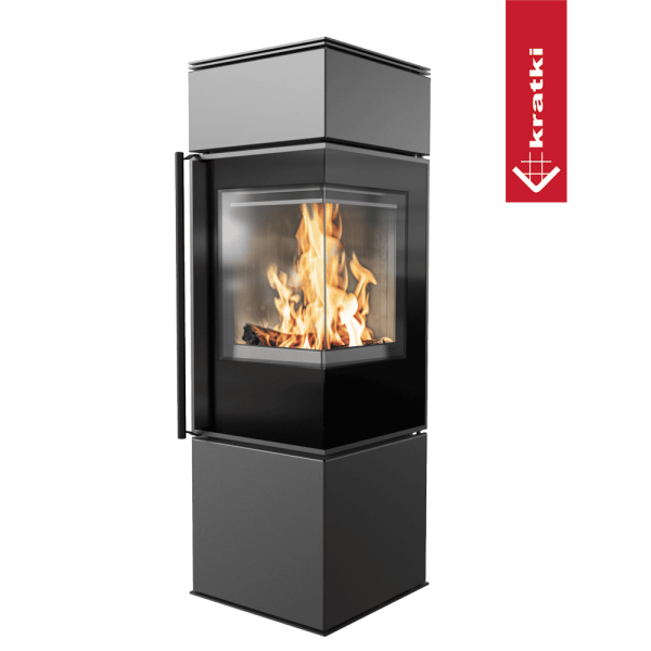 Piec stalowy KRATKI REN/S prawy Ø 150 7 kW czarne wyłożenie