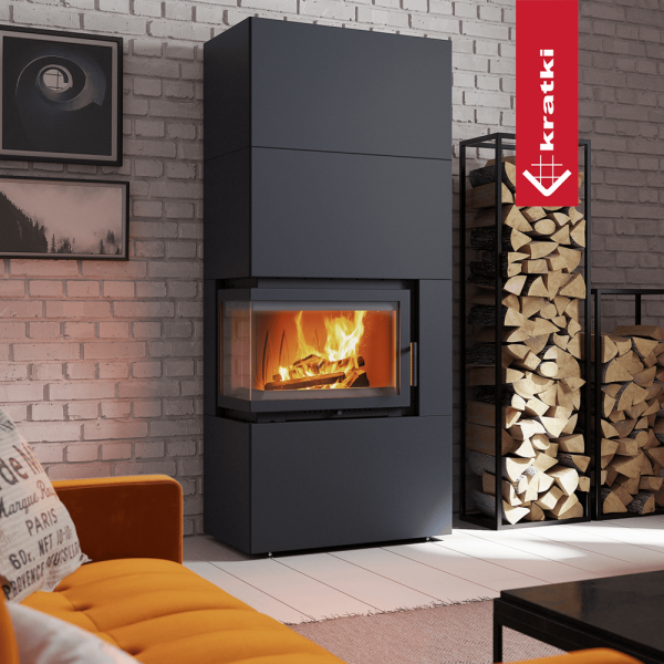 Kominek powietrzny Simple Box 8 kW Ø 200 Black z domykaniem