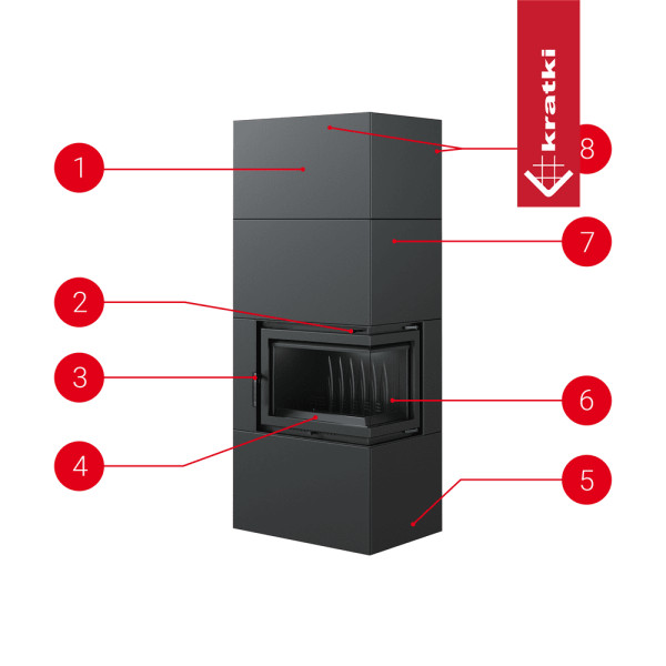 Kominek powietrzny Simple Box 8 kW Ø 200 Black z domykaniem