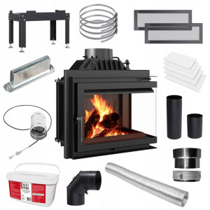 Kominek powietrzny żeliwny KRATKI SIMPLE prawy BS 8 kW Ø 200 zestaw 1