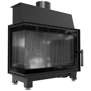 Kominek powietrzny stalowy KRATKI SIMPLE lewy BS 6 kW Ø 150 czarne wyłożenie