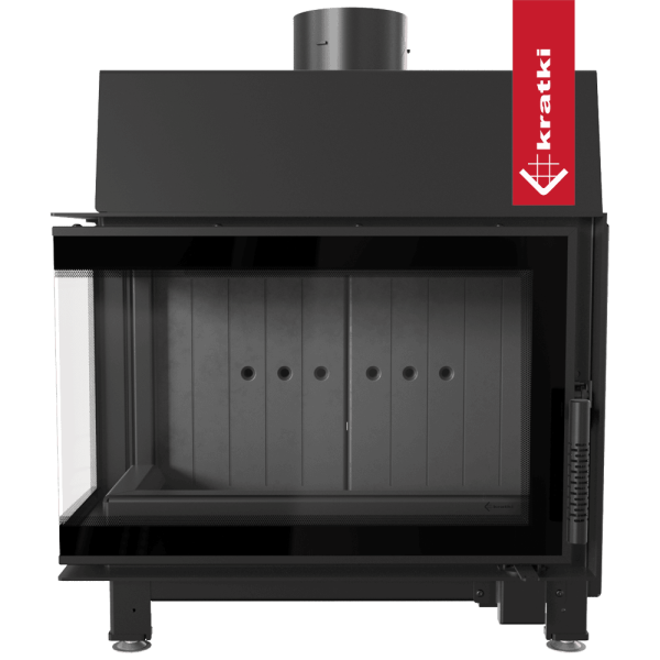 Kominek powietrzny stalowy KRATKI SIMPLE lewy BS 6 kW Ø 150 czarne wyłożenie