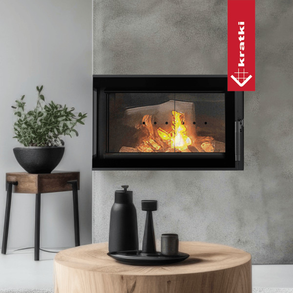 Kominek powietrzny stalowy KRATKI SIMPLE lewy 6 kW Ø 150