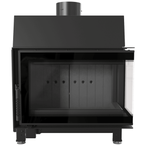 Kominek powietrzny stalowy KRATKI SIMPLE prawy BS 6 kW Ø 150 czarne wyłożenie