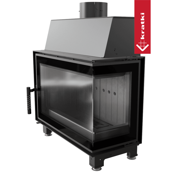 Kominek powietrzny stalowy KRATKI SIMPLE prawy BS 6 kW Ø 150 czarne wyłożenie