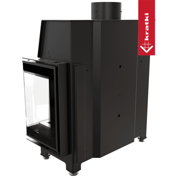 Kominek powietrzny stalowy KRATKI SIMPLE prawy BS 6 kW Ø 150 czarne wyłożenie