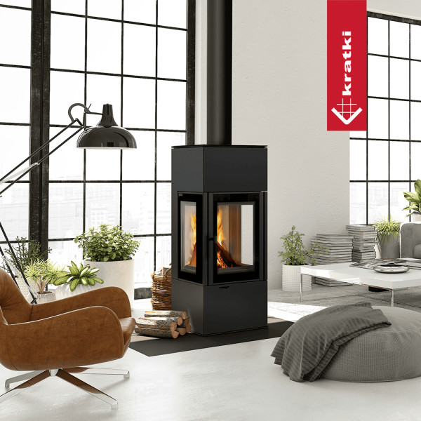 Piec koza KRATKI THOR VIEW Ø 150 8 kW z domykaniem