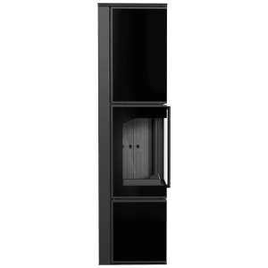 Piec stalowy koza KRATKI TORA/L 8 kW Ø 150 czarny panel szklany czarne wyłożenie z domykaniem