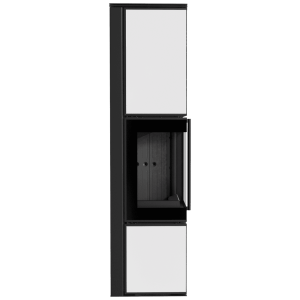 Piec stalowy koza KRATKI TORA/L 8 kW Ø 150 biały panel szklany czarne wyłożenie z domykaniem