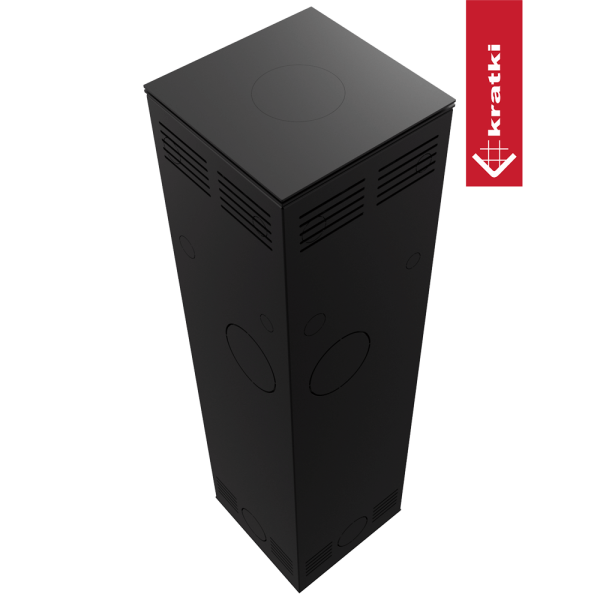 Piec stalowy koza KRATKI TORA/L 8 kW Ø 150 biały panel szklany czarne wyłożenie