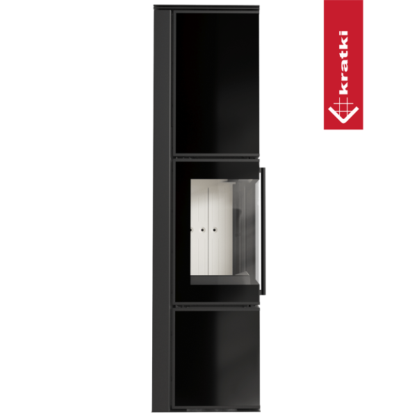 Piec stalowy koza KRATKI TORA/L 8 kW Ø 150 czarny panel szklany z domykaniem