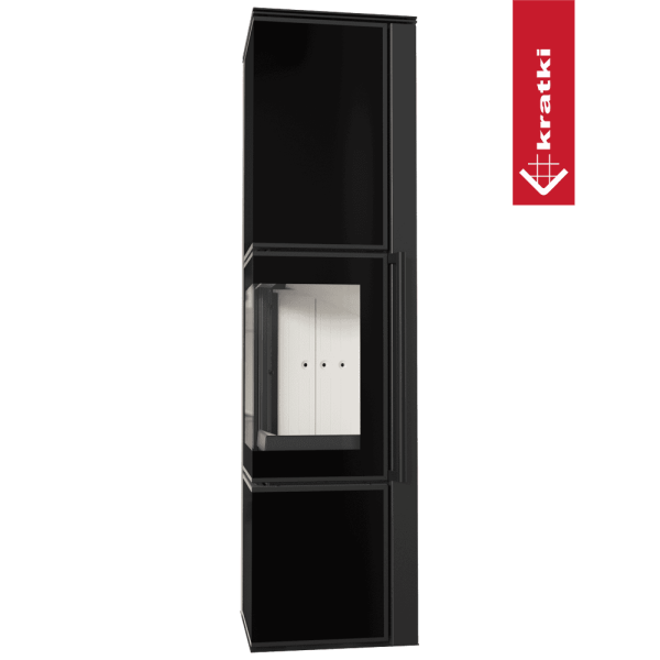 Piec stalowy koza KRATKI TORA/L 8 kW Ø 150 czarny panel szklany z domykaniem