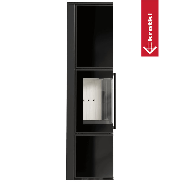 Piec stalowy koza KRATKI TORA/L 8 kW Ø 150 czarny panel szklany