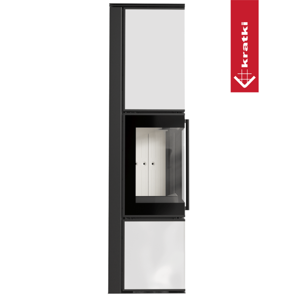 Piec stalowy koza KRATKI TORA/L 8 kW Ø 150 biały panel szklany z domykaniem