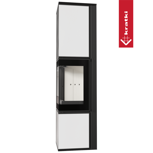 Piec stalowy koza KRATKI TORA/L 8 kW Ø 150 biały panel szklany z domykaniem