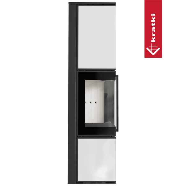 Piec stalowy koza KRATKI TORA/L 8 kW Ø 150 biały panel szklany