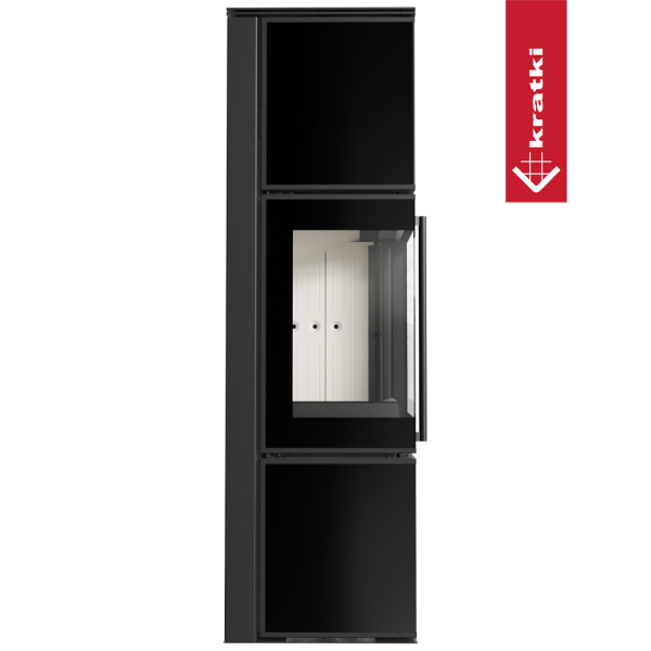 Piec stalowy koza KRATKI TORA/M 8 kW Ø 150 czarny panel szklany