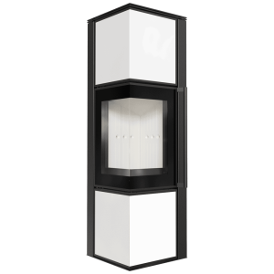 Piec stalowy koza KRATKI TORA/M 8 kW Ø 150 biały panel szklany z domykaniem