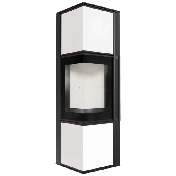Piec stalowy koza KRATKI TORA/M 8 kW Ø 150 biały panel szklany z domykaniem