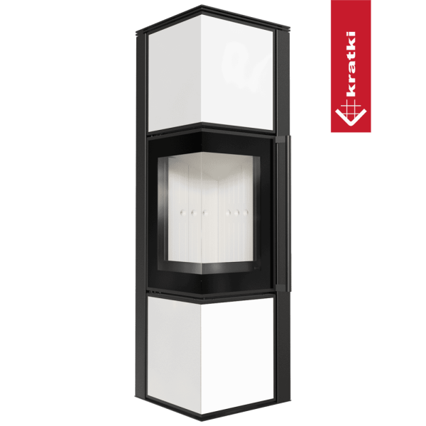 Piec stalowy koza KRATKI TORA/M 8 kW Ø 150 biały panel szklany