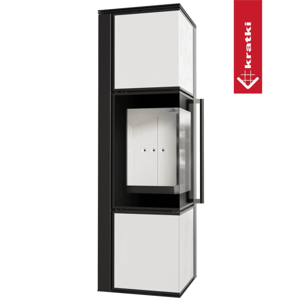 Piec stalowy koza KRATKI TORA/M 8 kW Ø 150 biały panel szklany