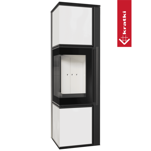 Piec stalowy koza KRATKI TORA/M 8 kW Ø 150 biały panel szklany
