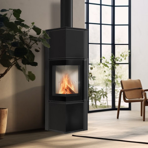 Piec stalowy koza KRATKI TORA/M 8 kW Ø 150 spiek Nero Assoluto