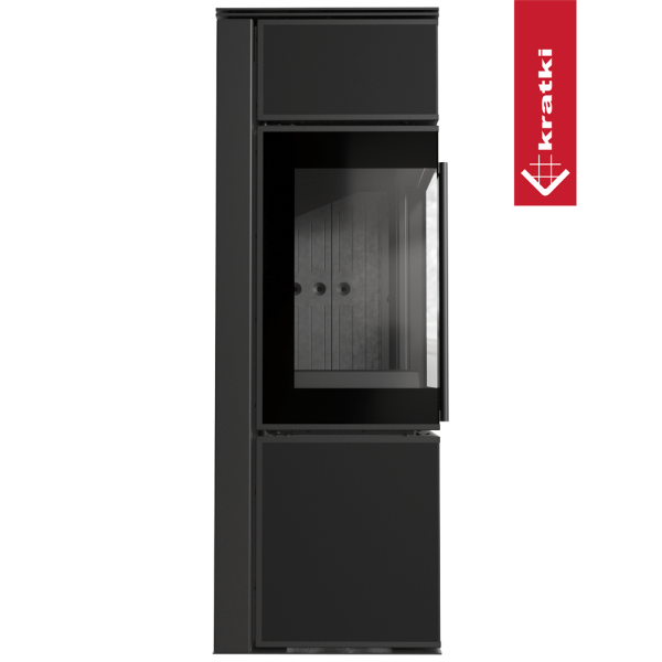 Piec stalowy koza KRATKI TORA/S 8 kW Ø 150 spiek Nero Assoluto czarne wyłożenie