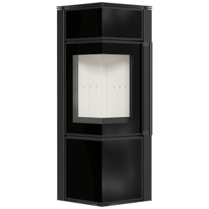 Piec stalowy koza KRATKI TORA/S 8 kW Ø 150 czarny panel szklany z domykaniem